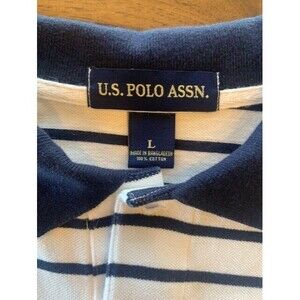 Vintage‎ US Polo Assn Large Pony Mens L Navy Blue/White Stripe Big Pony